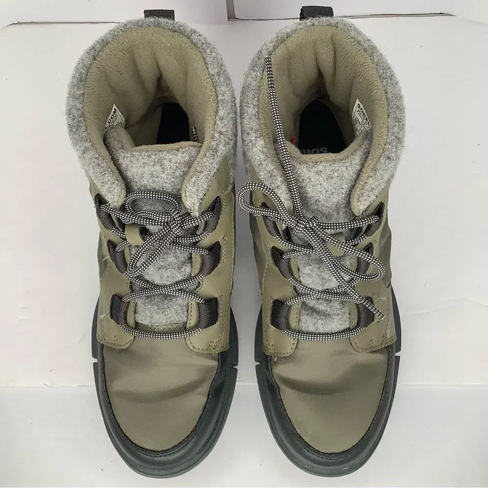Sorel Explorer II Carnival Felt Dark Stone Waterproof Winter Women Boots Sz 8.5